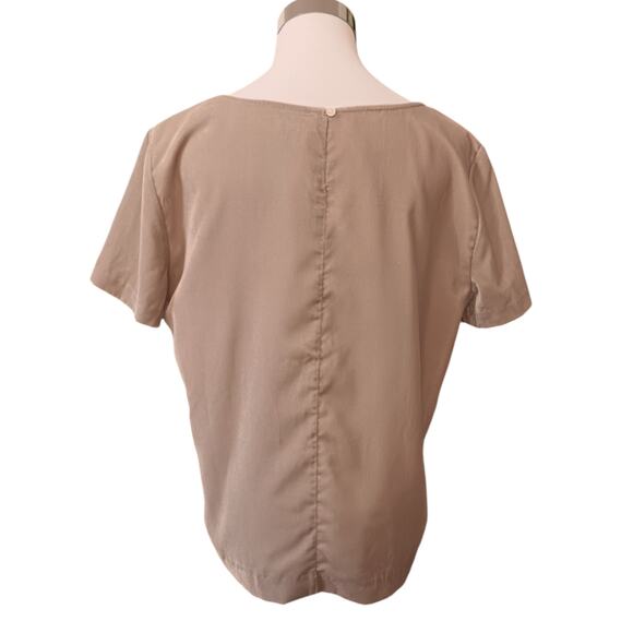 J. CREW Velvet Velour Short Sleeve Top Shirt Blouse Medium Beige Tan Neutrals - Picture 3 of 9